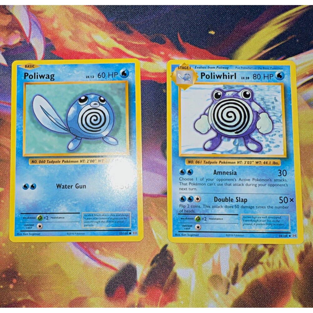 Pokemon XY Poliwag 23/108 + Poliwhirl 24/108 Lot (2 Cards) (English)